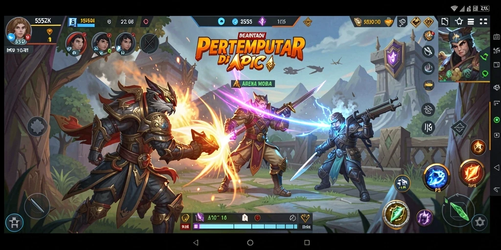 Tampilan seru gameplay 555ZK di arena MOBA.