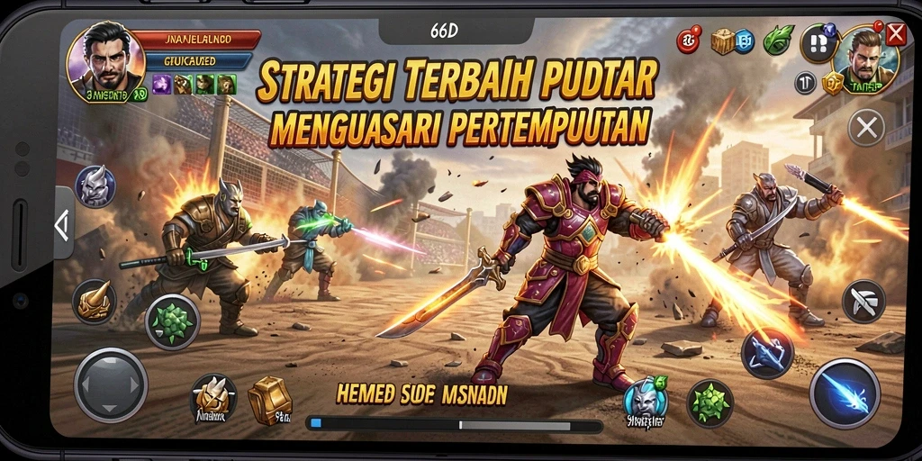 Tampilan gameplay seru dalam 66D dengan strategi pertempuran yang mendalam.