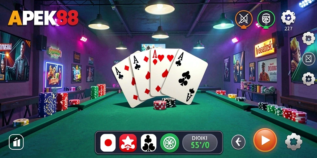 Screenshot utama APEK88 menampilkan gameplay seru Domino.