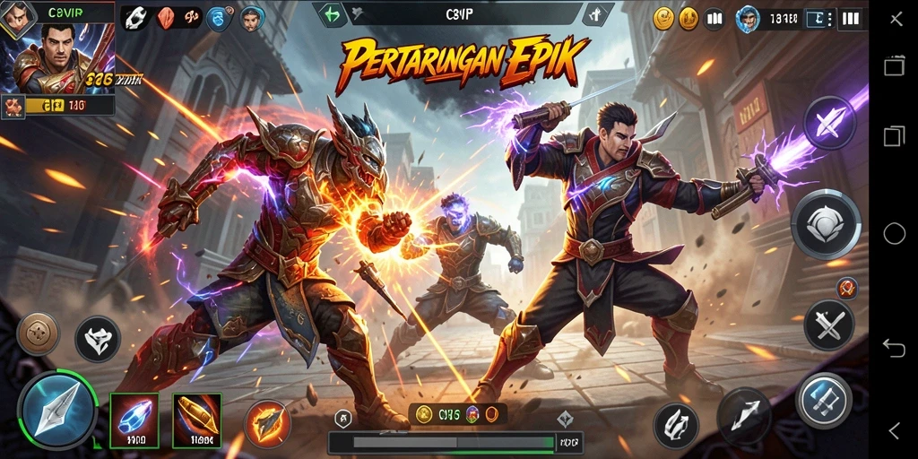 Tampilan gameplay C8VIP dengan aksi pertarungan yang mendebarkan.