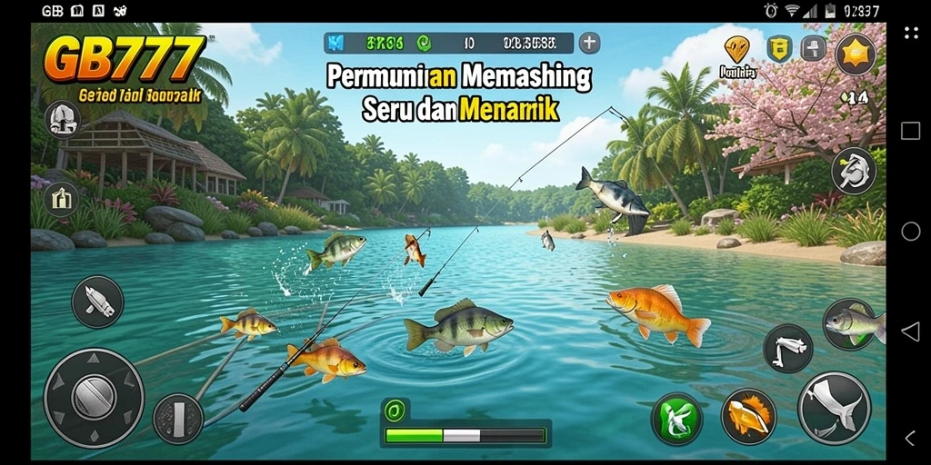 Screenshot utama GB777 menampilkan aksi penuh dalam memancing.
