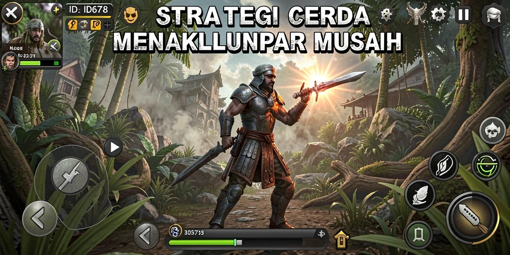Tampilan gameplay mendalam dari ID678 yang menunjukkan strategi perang.