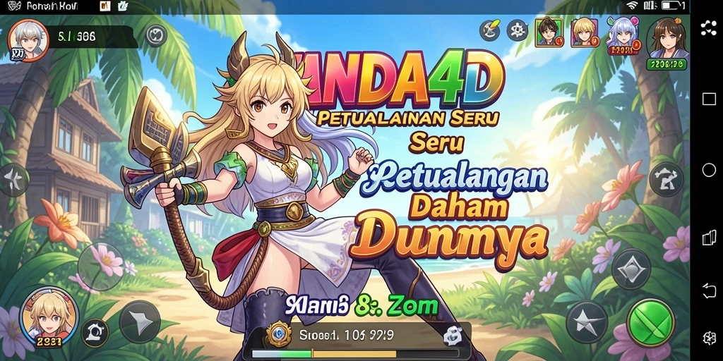 Tampilan seru dari gameplay JANDA4D yang penuh warna dan karakter menarik.