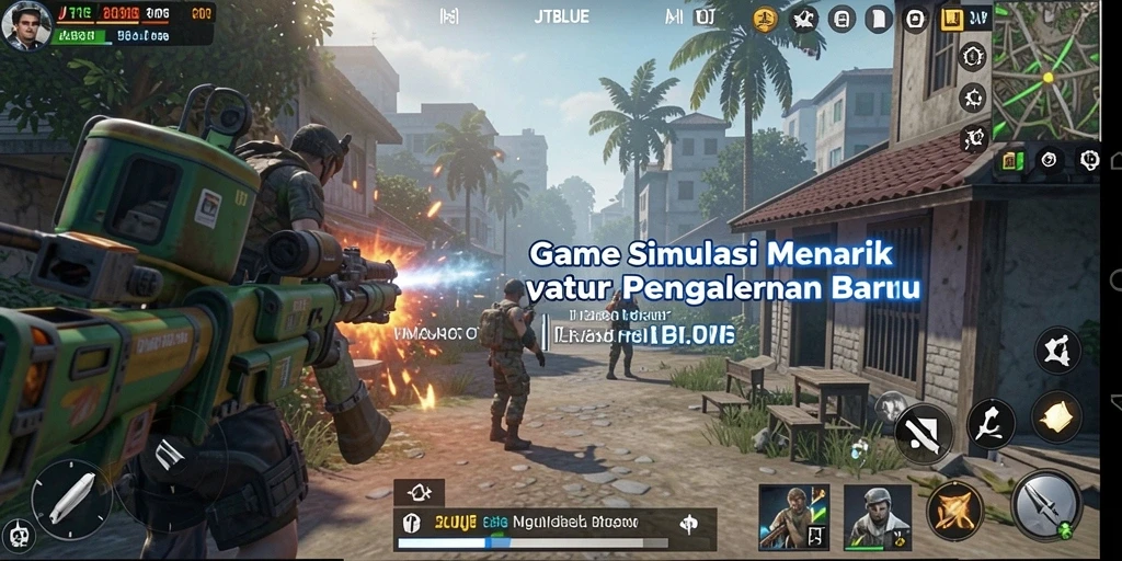 Tangkapan layar utama JTBLUE menunjukkan pengalaman gameplay simulasi yang mendalam.