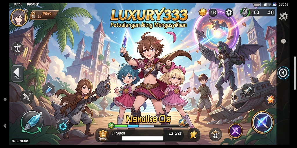 Tampilan gameplay <strong>LUXURY333</strong> yang menarik dengan karakter Anime yang penuh warna.