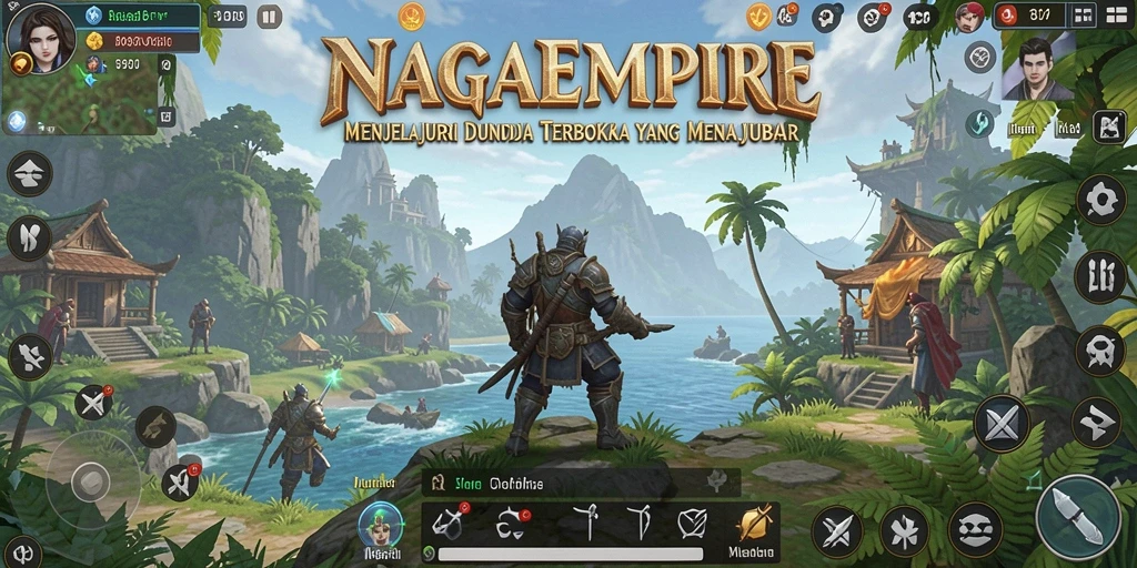 Screenshot menampilkan gameplay NAGAEMPIRE yang membuka dunia terbuka.
