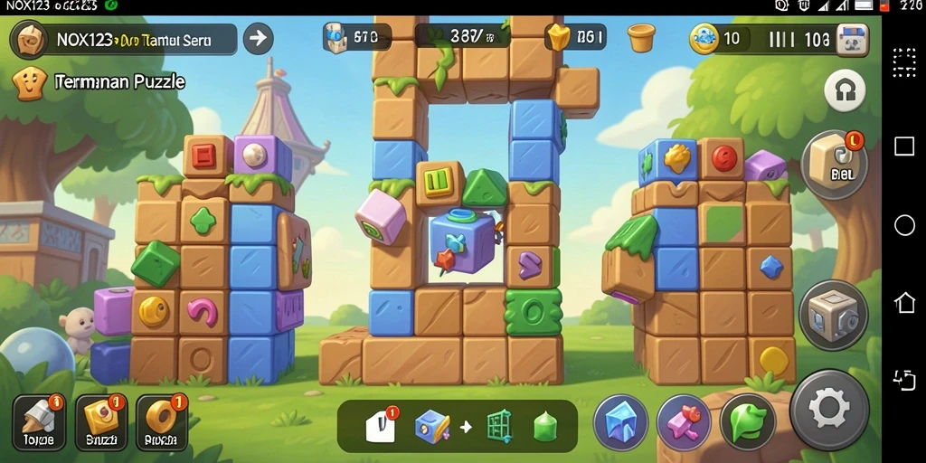 Tampilan gameplay menantang dari NOX123 dengan puzzle kreatif.