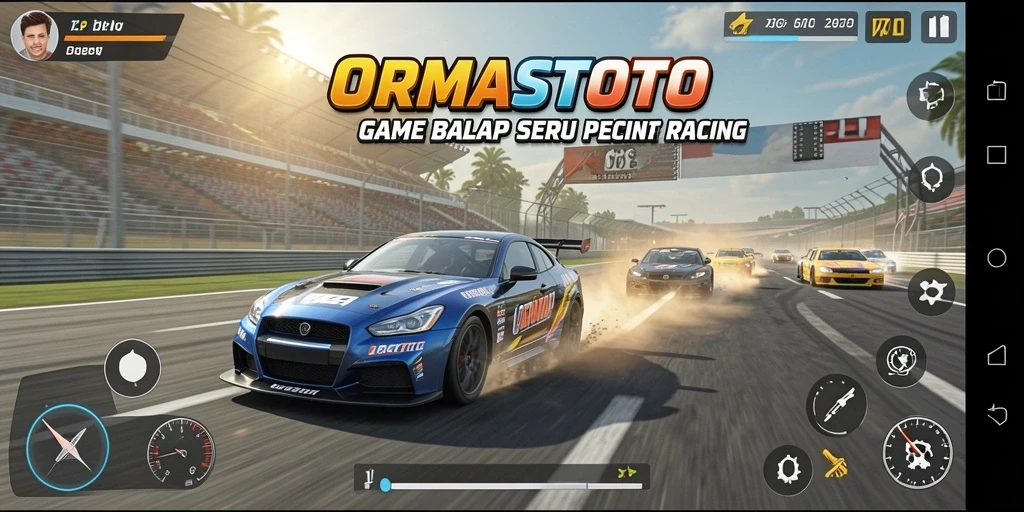 Gameplay seru di ORMASTOTO dengan kendaraan balap yang menegangkan.