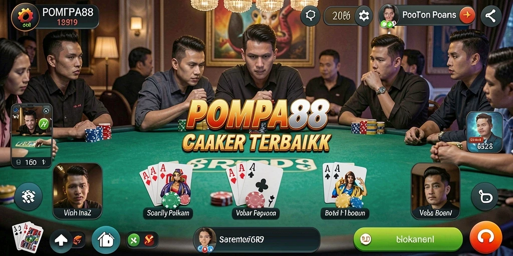 Tampilan menarik gameplay POMPA88 dengan suasana poker yang seru.