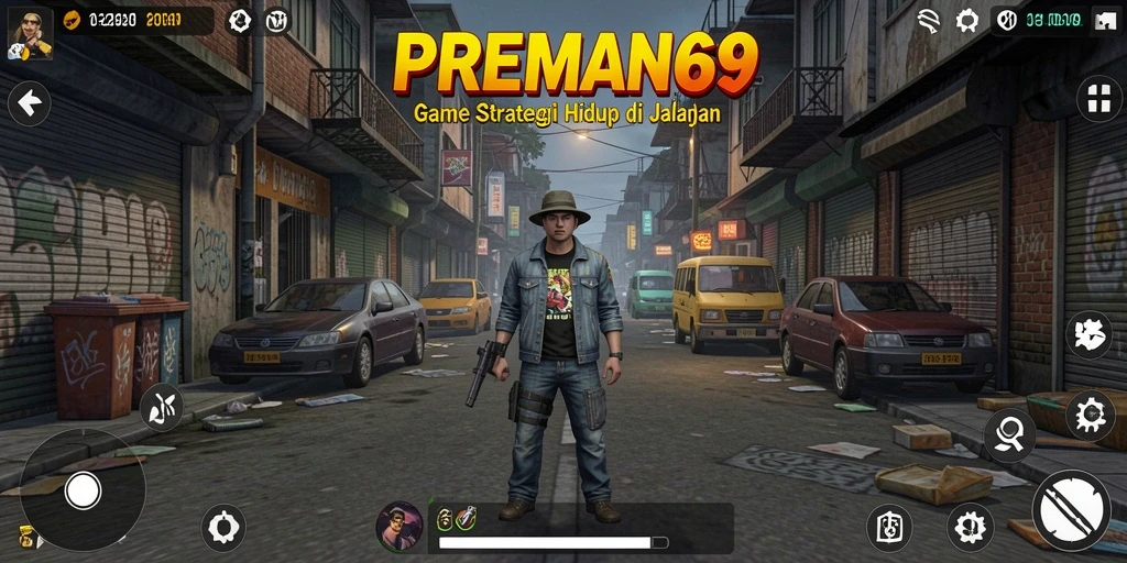Tangkapan layar utama menunjukkan aksi seru gameplay PREMAN69.