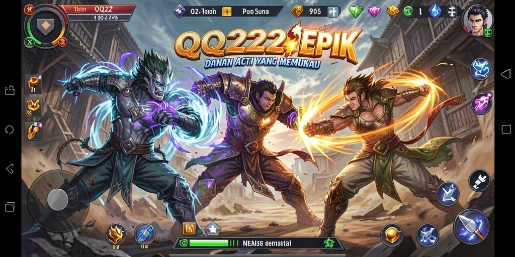 Tampilan grafik menakjubkan dari gameplay QQ222 yang penuh aksi.