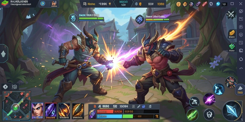 Screenshot gameplay seru dari RAJABUAYA89 dengan aksi pertarungan MOBA.
