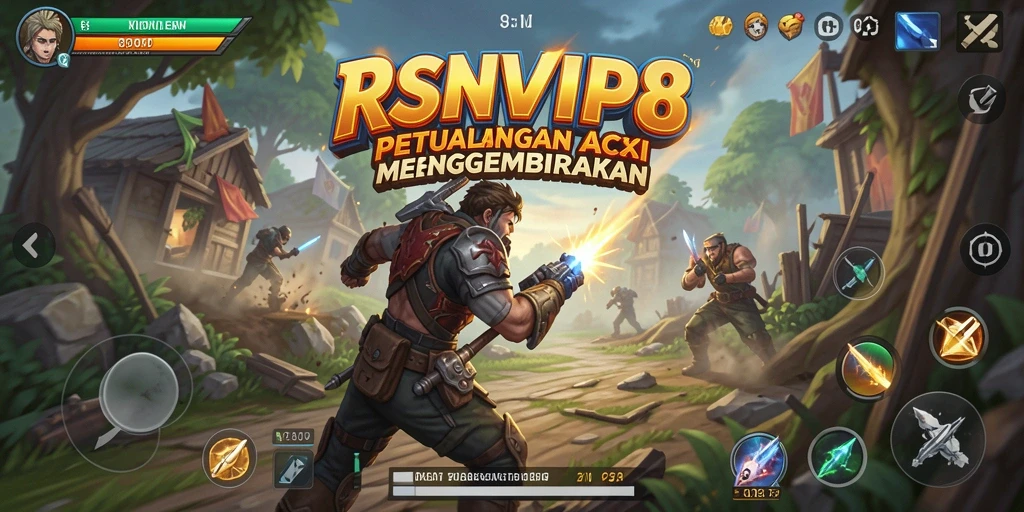 Screenshot gameplay RSNVIP8 menampilkan pertarungan seru karakter dengan musuh.
