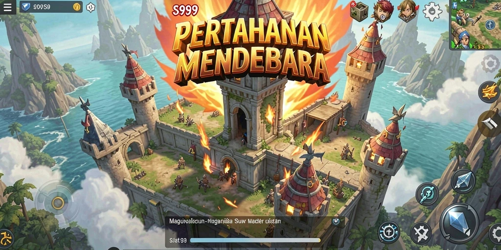 Tangkapan layar gameplay S9S9 dengan menara yang siap bertahan dari serangan musuh.