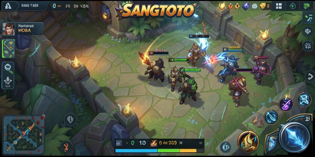 Tampilan gameplay SANGTOTO yang penuh aksi dan strategi MOBA.