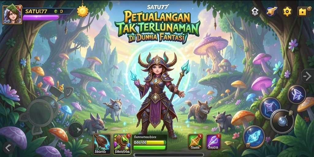 Screenshot gameplay SATU77 menampilkan kekayaan dunia petualangan.