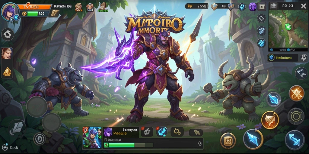 Tangkapan layar utama TVTOTO menampilkan aksi pertempuran seru di dunia MMORPG.
