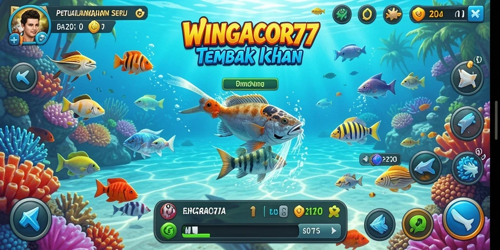 Screenshot menunjukkan gameplay seru tembak ikan di WINGACOR77.