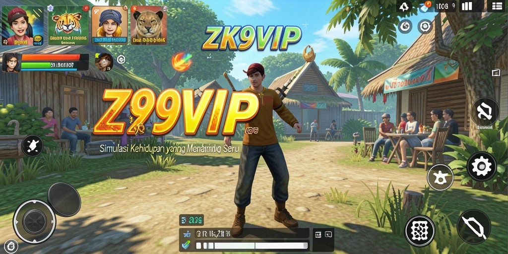 Screenshot gameplay ZK9VIP menunjukkan interaksi karakter yang dinamis.